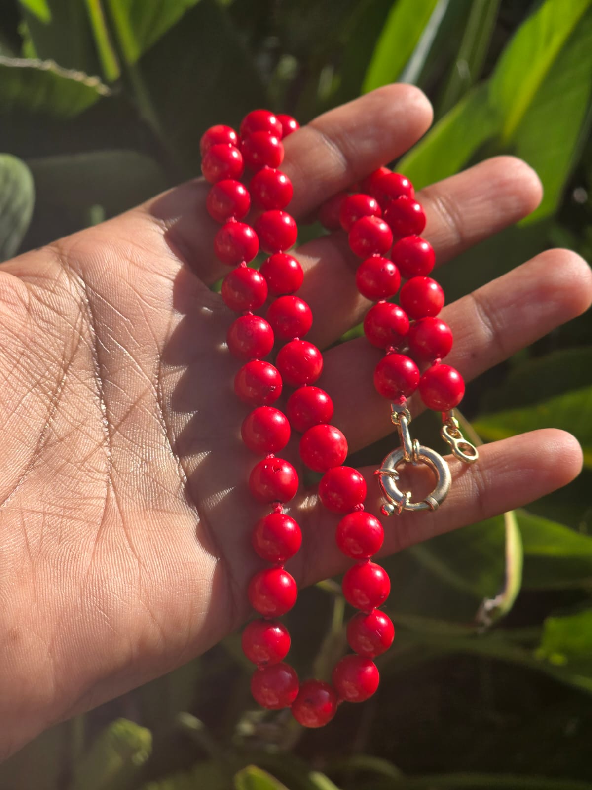 Coral Beads Necklace with 9k Solid Gold