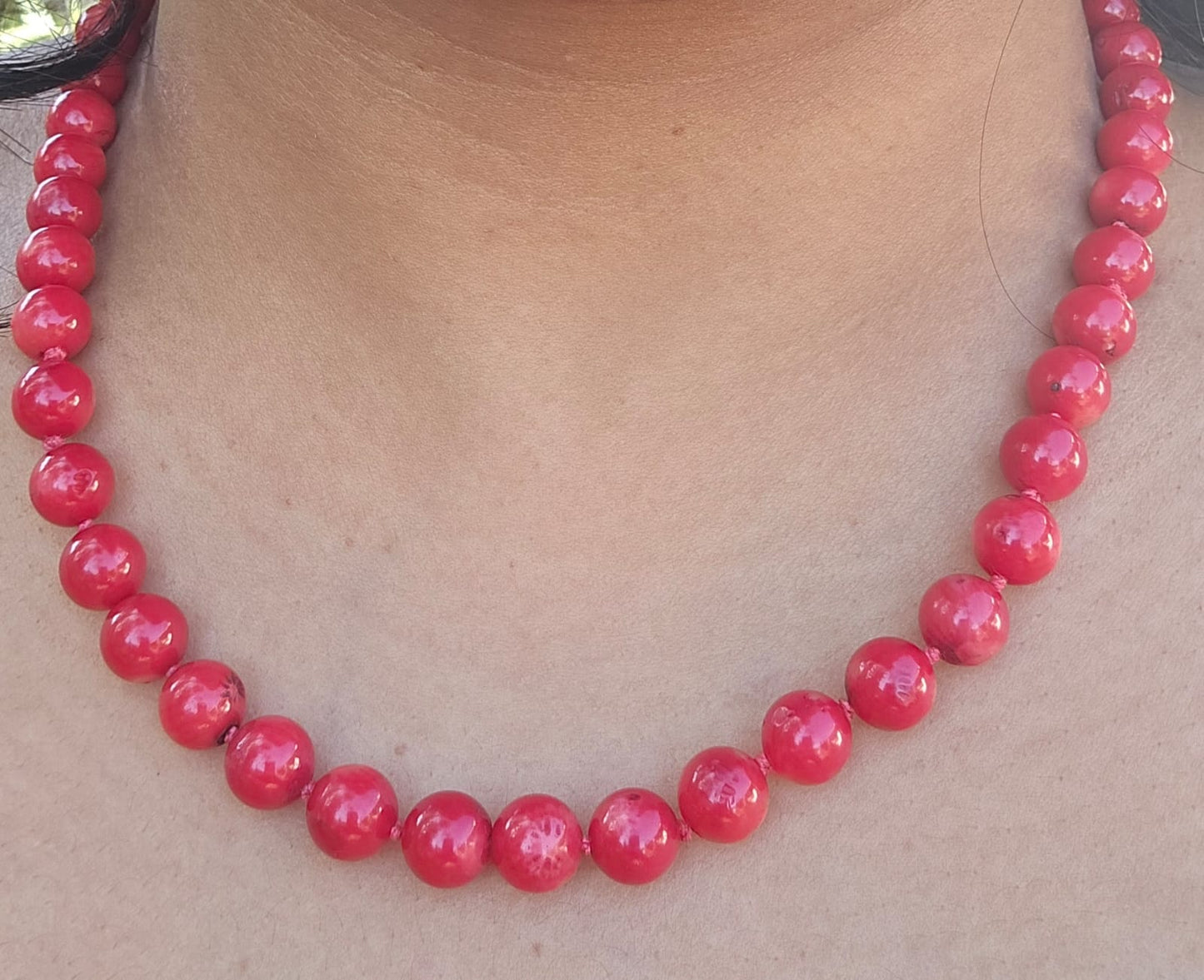 Coral Beads Necklace with 9k Solid Gold