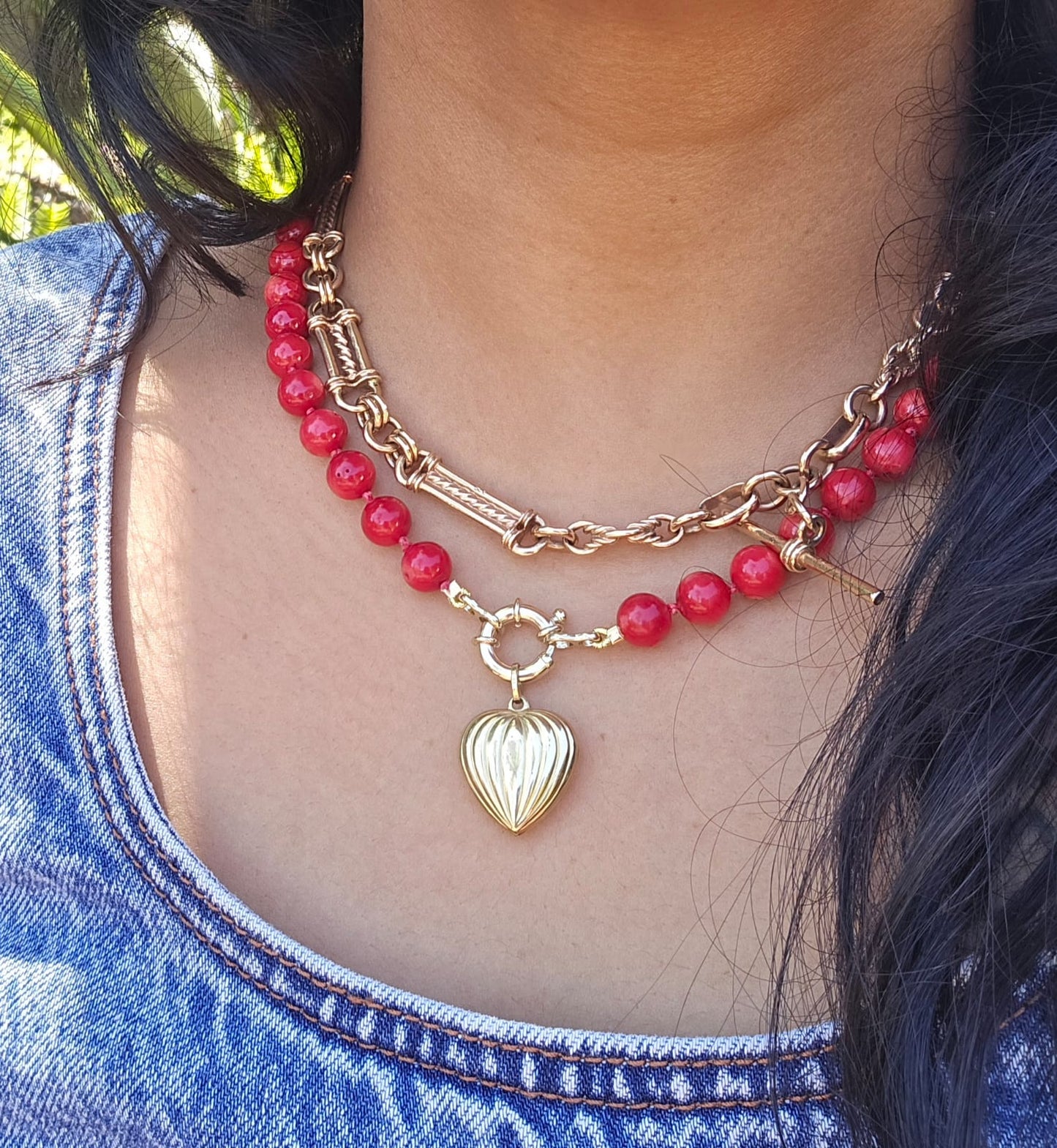 Vintage Puffy Heart Pendant in 9k Gold