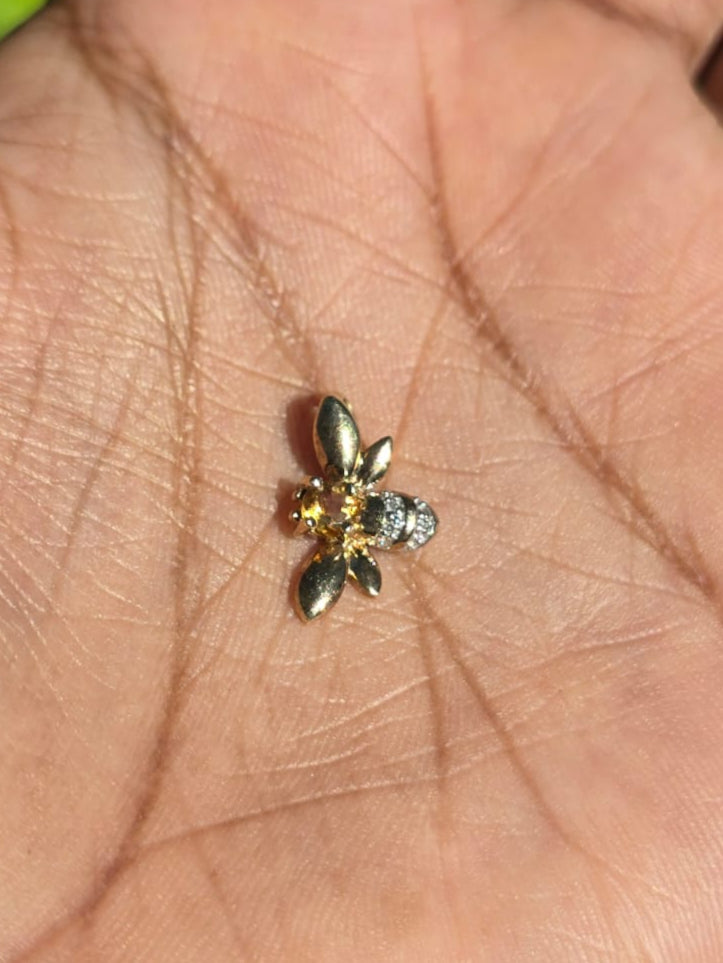 Citrine and Diamond Bee Pendant in 9 Carat Solid Gold
