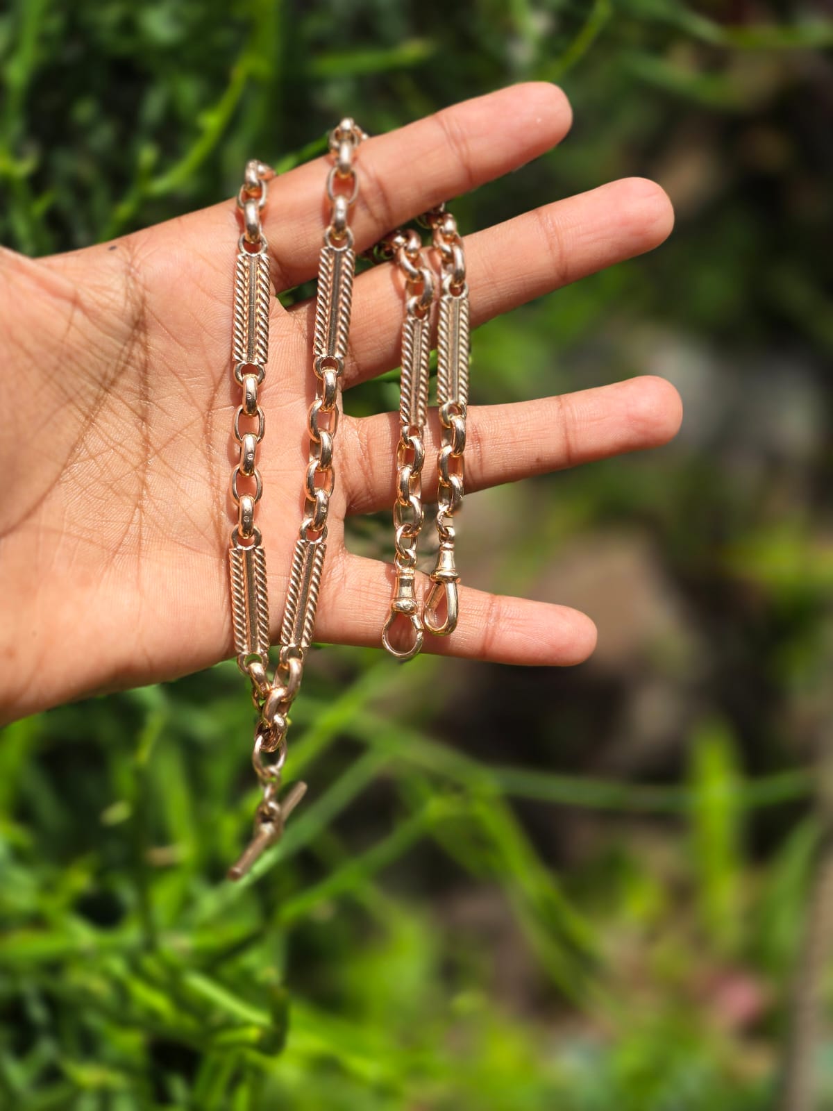 Antique Rose Gold Albert Fob Chain in 9 Carat Solid Gold