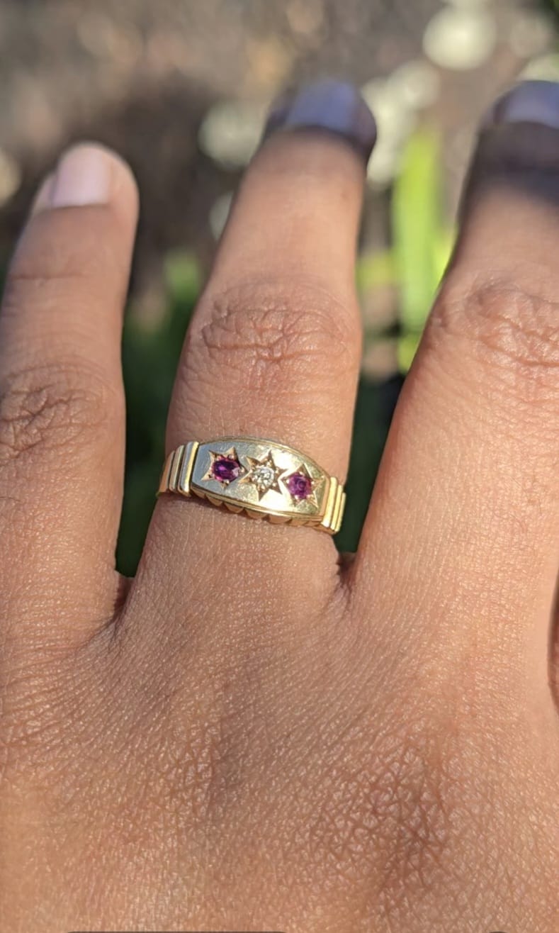 Antique Ruby and Diamond Ring in 18 Carat Solid Gold