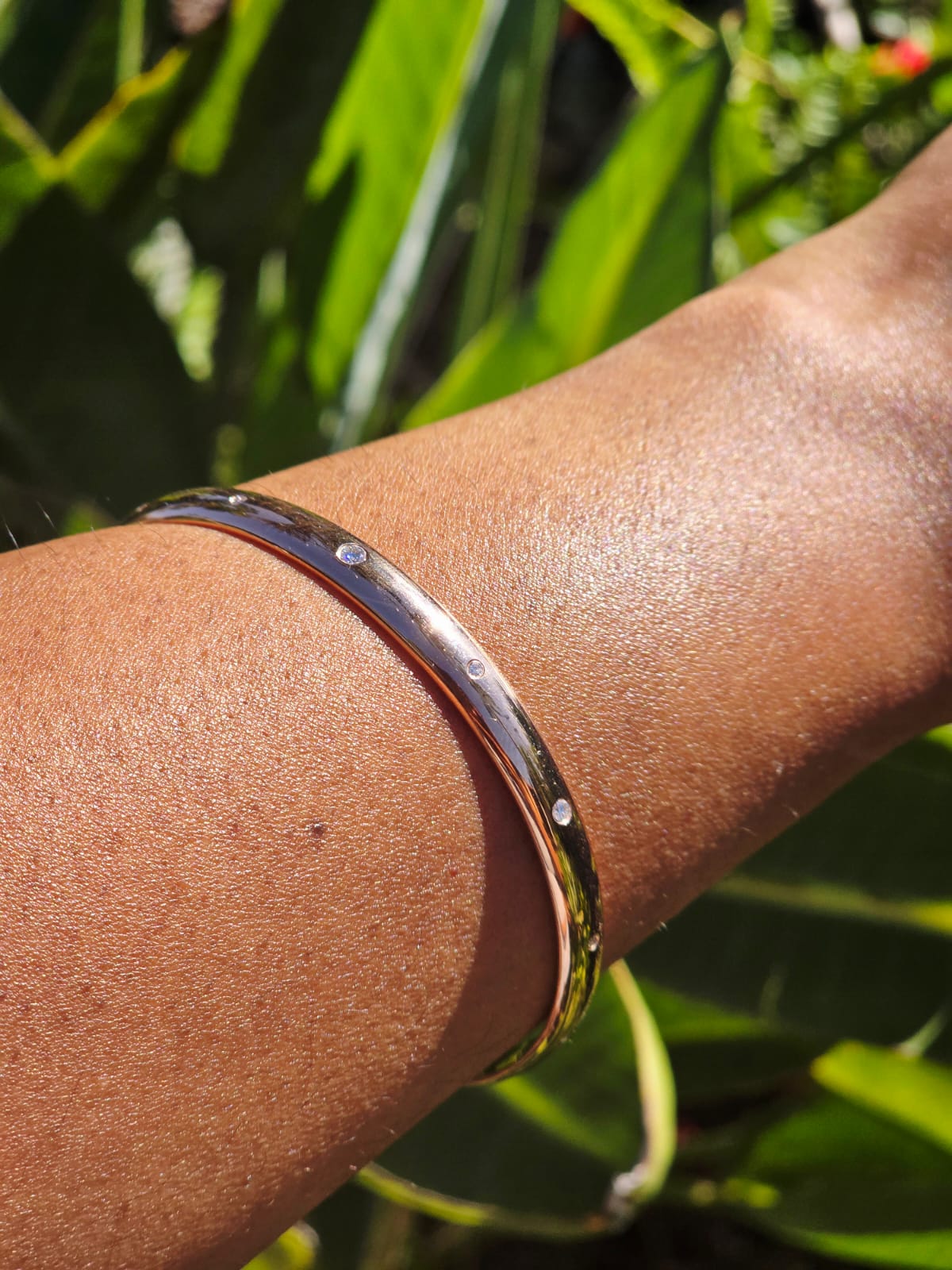 Diamond Rose Gold Bangle in 14k Gold