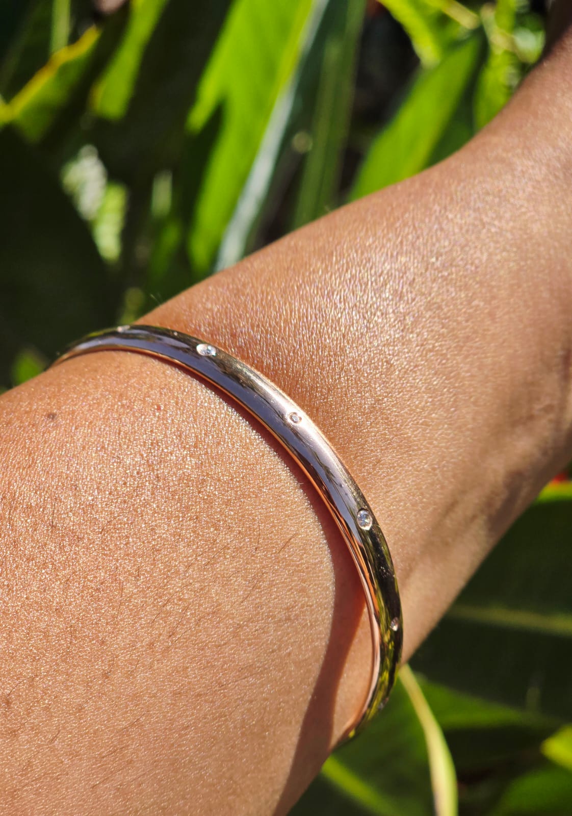 Diamond Rose Gold Bangle in 14k Gold