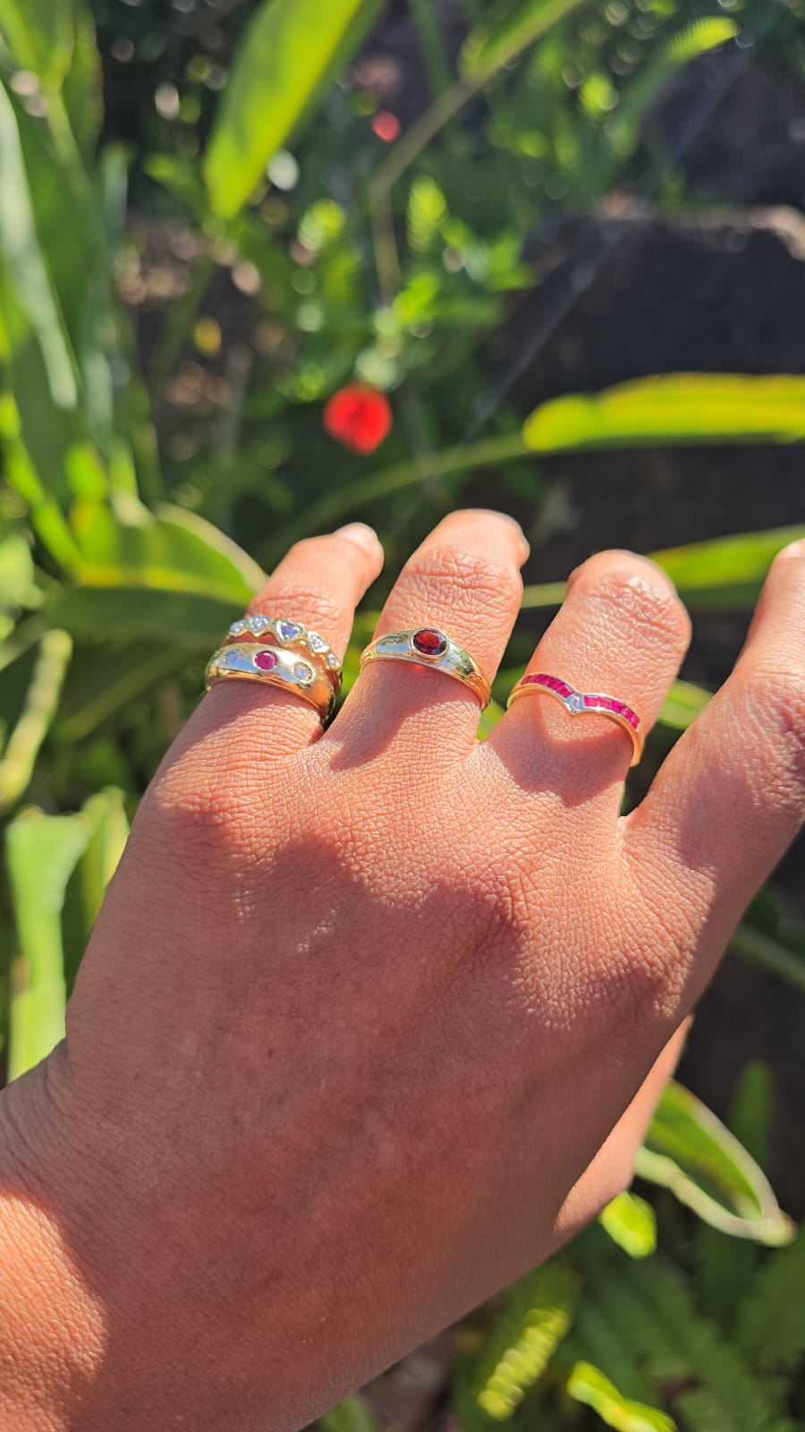 Sapphire and Diamond Hearts Ring in 9k Solid Gold