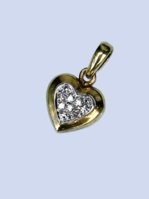 Vintage Italian Diamond Heart Pendant in 18 Carat Solid Gold