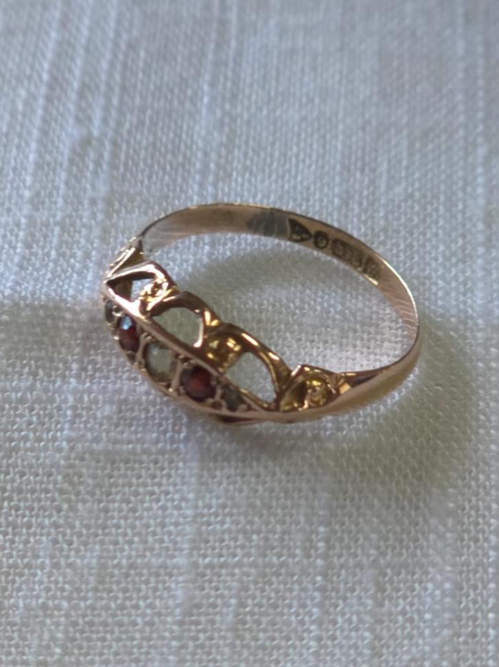 Antique Ruby and Diamond Ring in 9 Carat Solid Gold