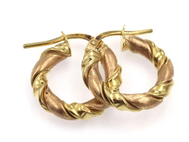 Vintage Twisted Hoop Earrings in 9 Carat Solid Gold