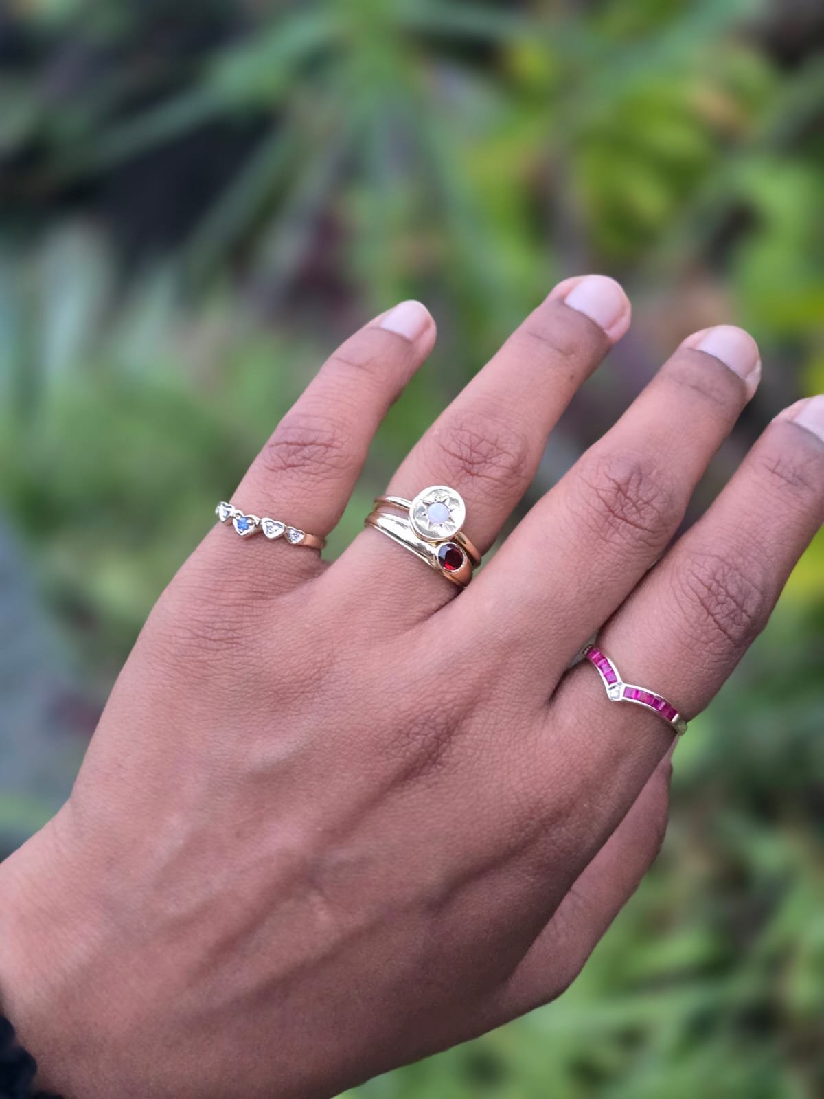 Vintage Star Set Opal Ring in 9k Solid Gold