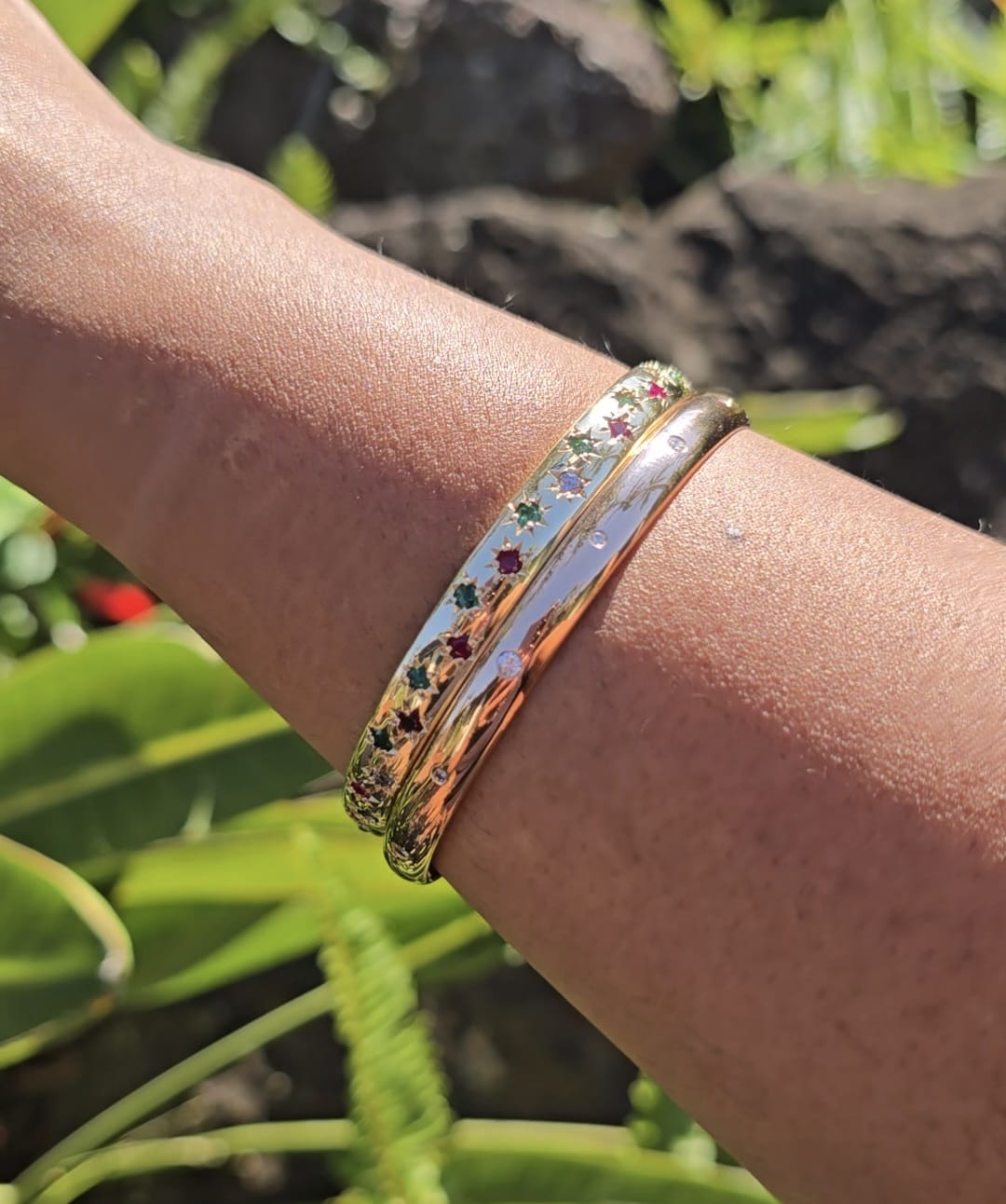 Diamond Rose Gold Bangle in 14k Gold