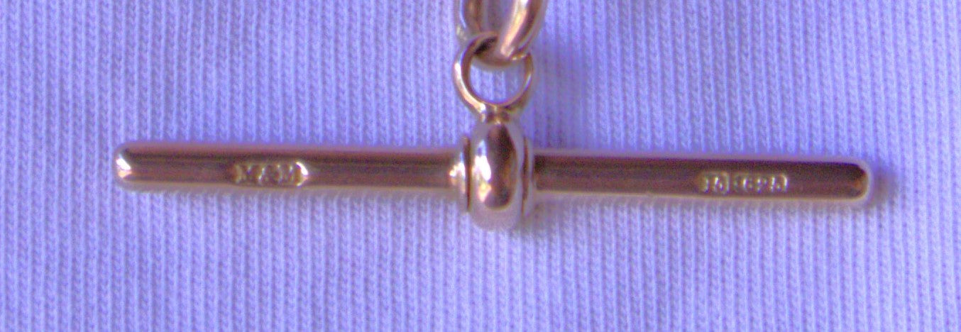 Antique Victorian Trombone Link Albert Fob Chain in 15 Carat Solid Rose Gold