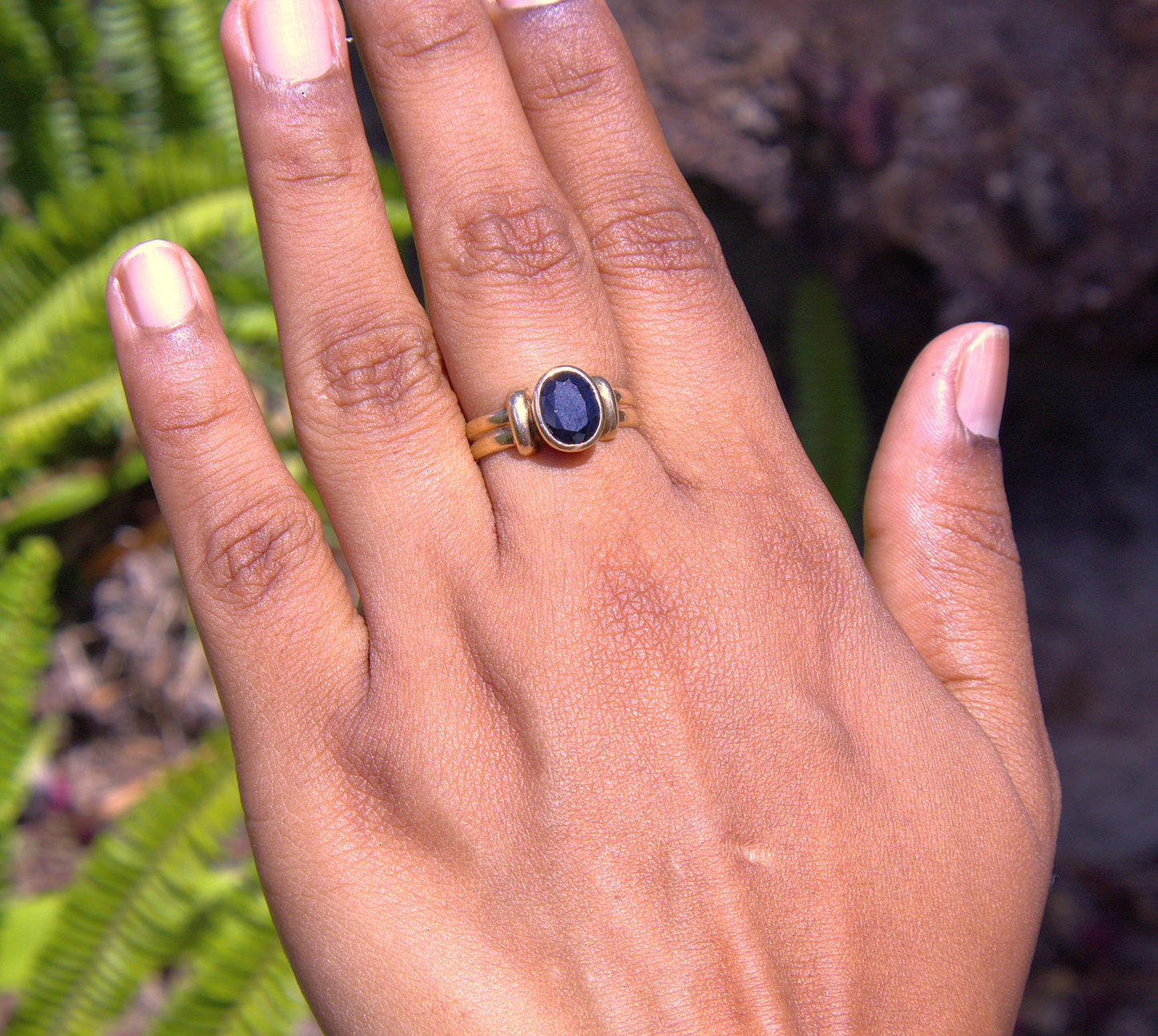 Vintage Bezel Set Sapphire Ring in 9 Carat Solid Gold