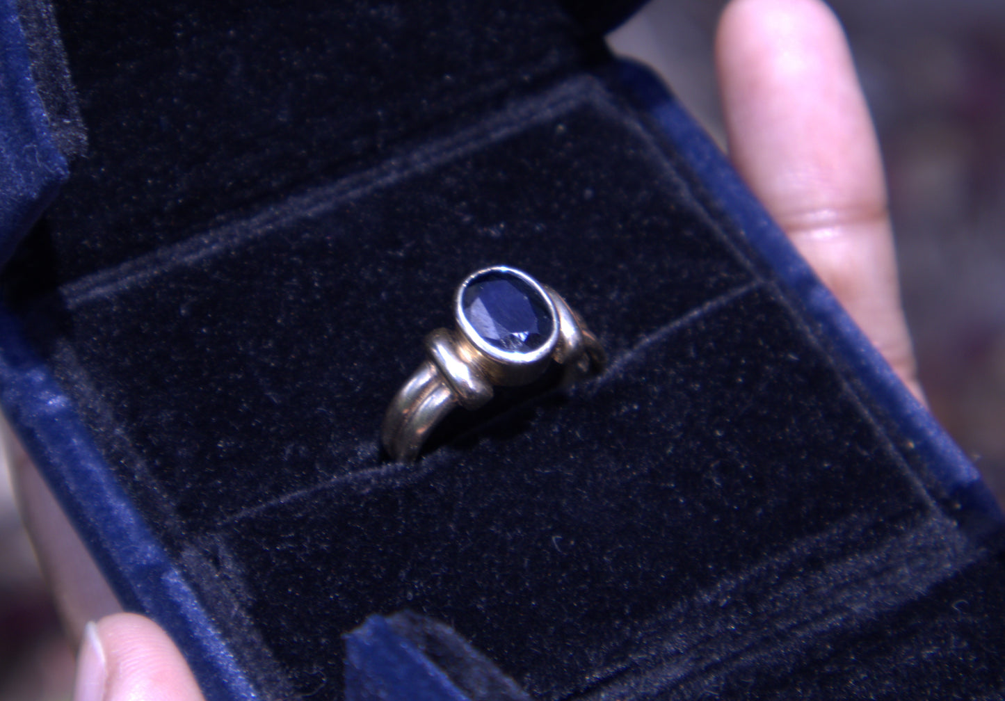 Vintage Bezel Set Sapphire Ring in 9 Carat Solid Gold