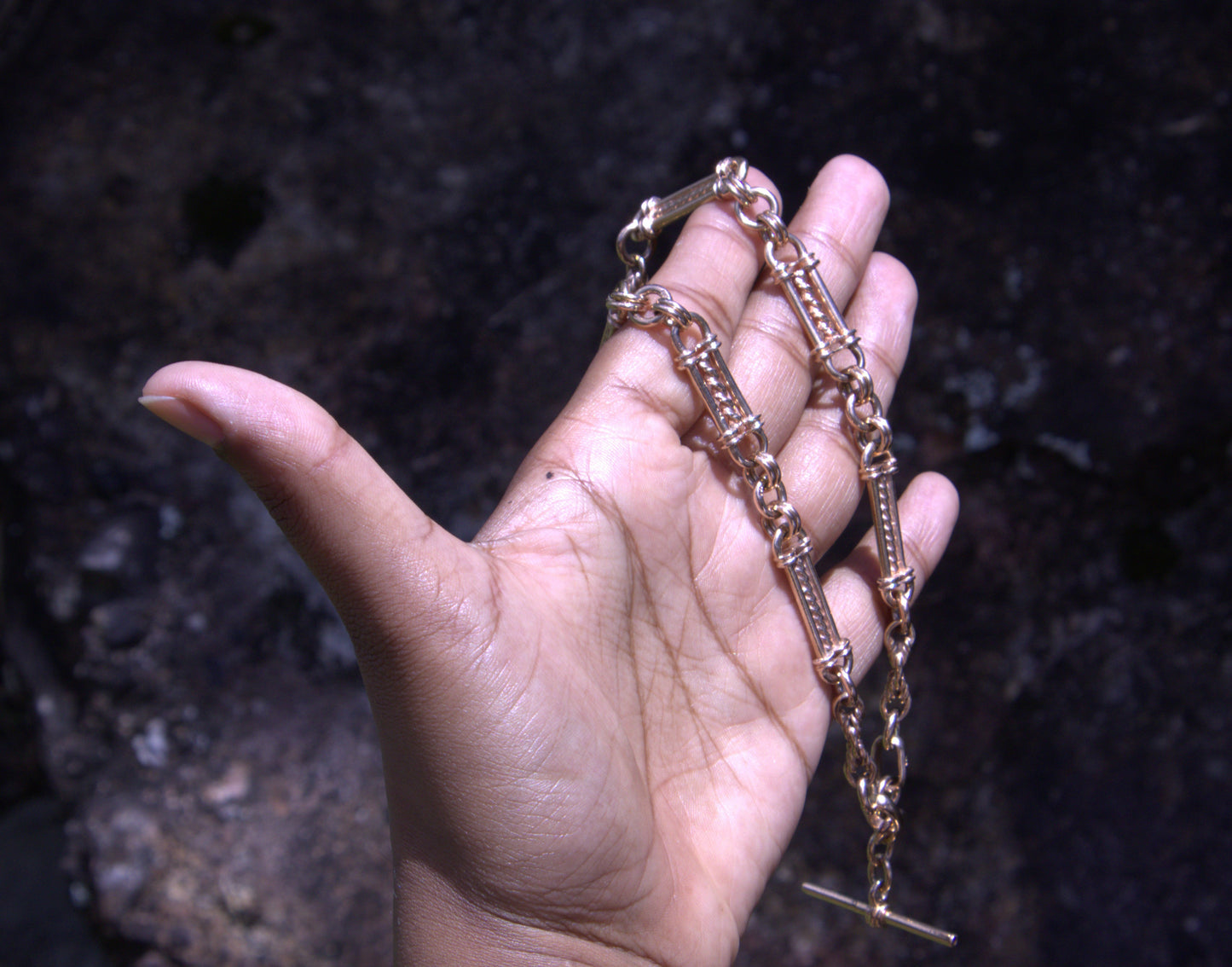 Antique Fancy Link Fob Chain in 9 Carat Solid Gold
