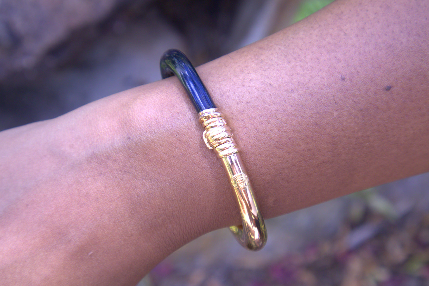 La Nouvelle Bauge Bangle with Rubies, Diamonds, and Blue Enamel