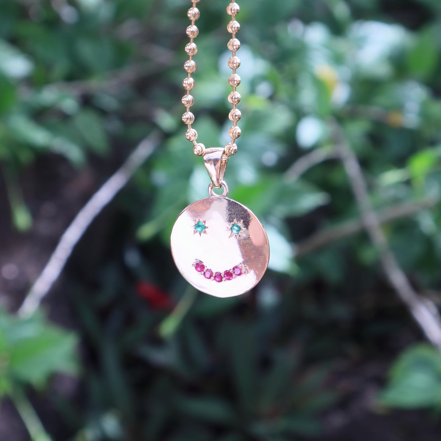 Modern Handmade Smiley Face Pendant in 9 Carat Solid Gold