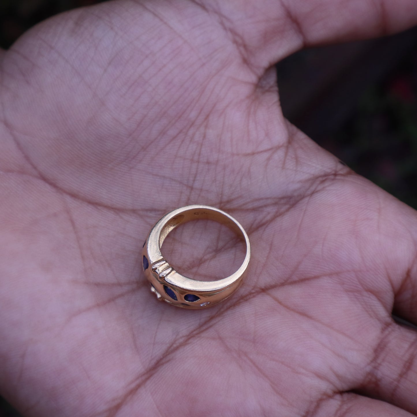 Vintage Sapphire and Diamond Dome Ring in 18 Carat Solid Gold