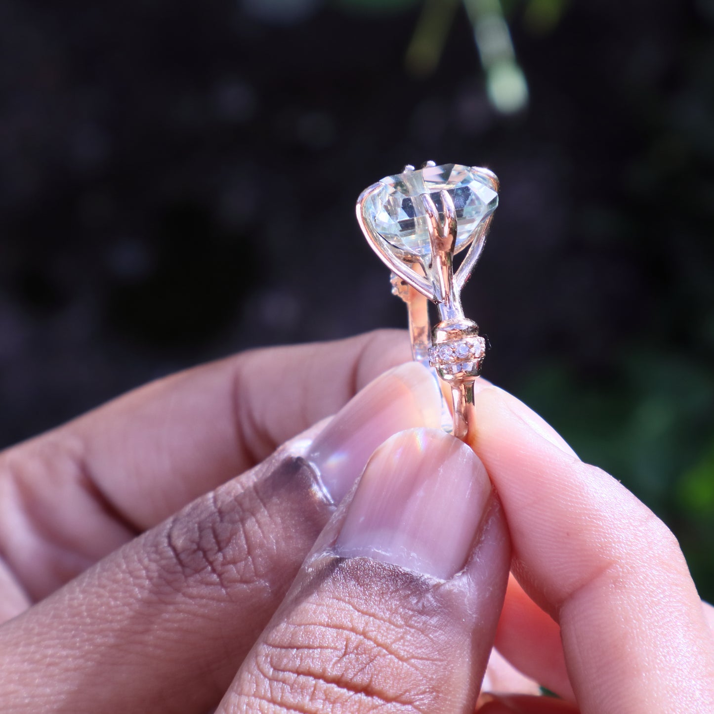 Stunning Custom-Made Kunzite and Diamond Ring in 9 Carat Solid Gold