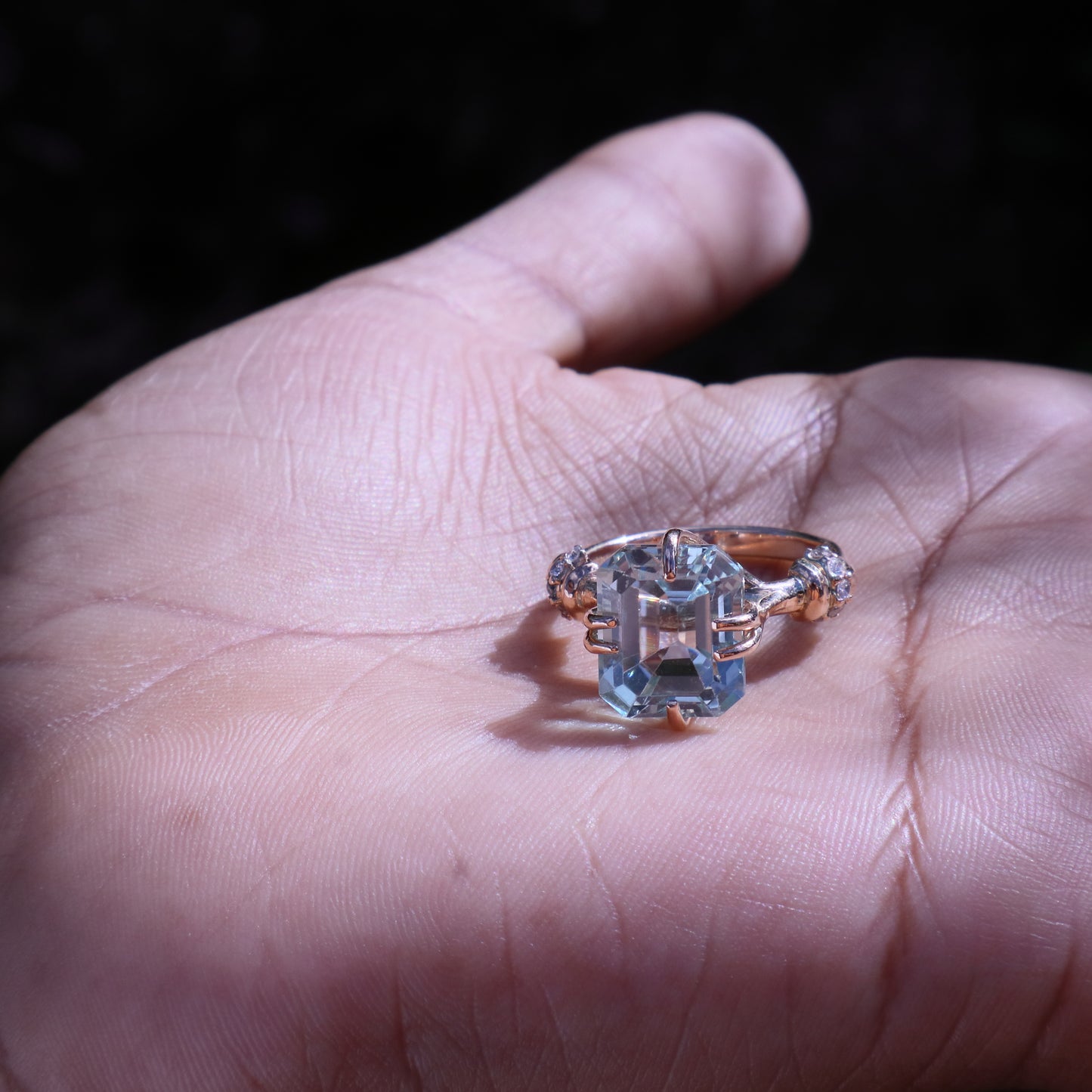 Stunning Custom-Made Kunzite and Diamond Ring in 9 Carat Solid Gold