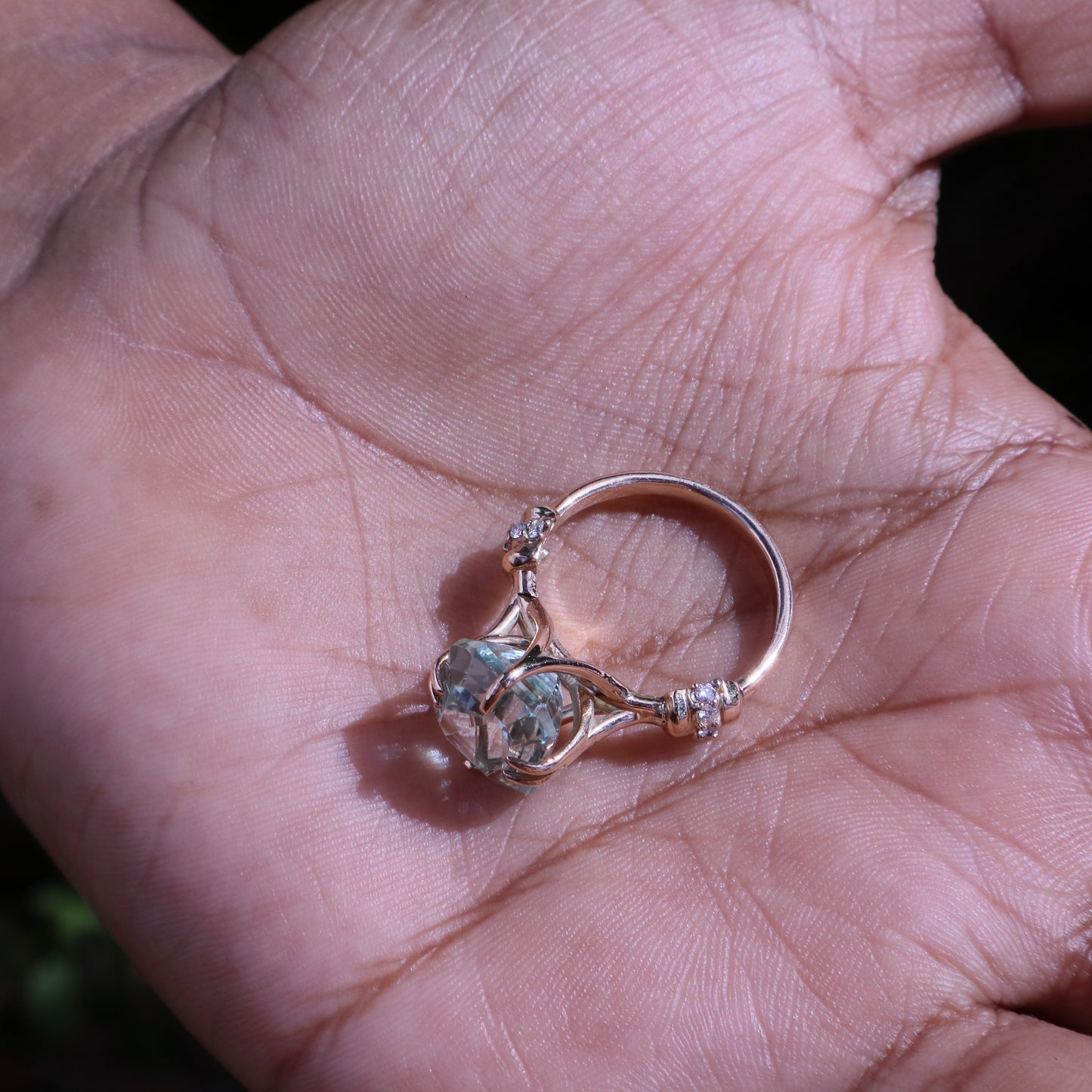 Stunning Custom-Made Kunzite and Diamond Ring in 9 Carat Solid Gold