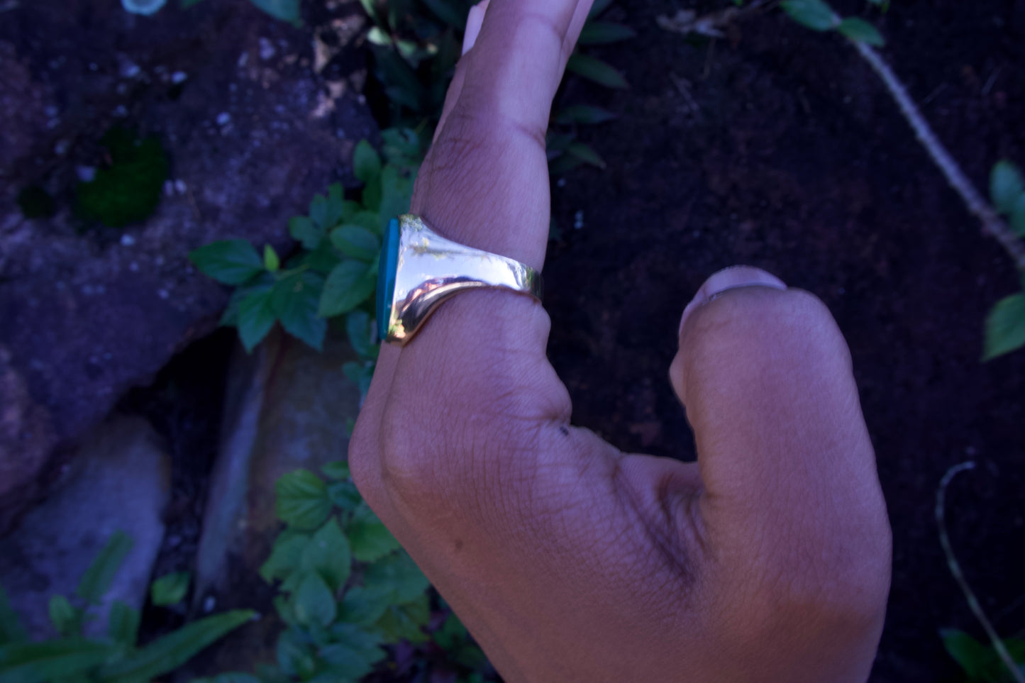Chunky Vintage Green Onyx Signet Ring