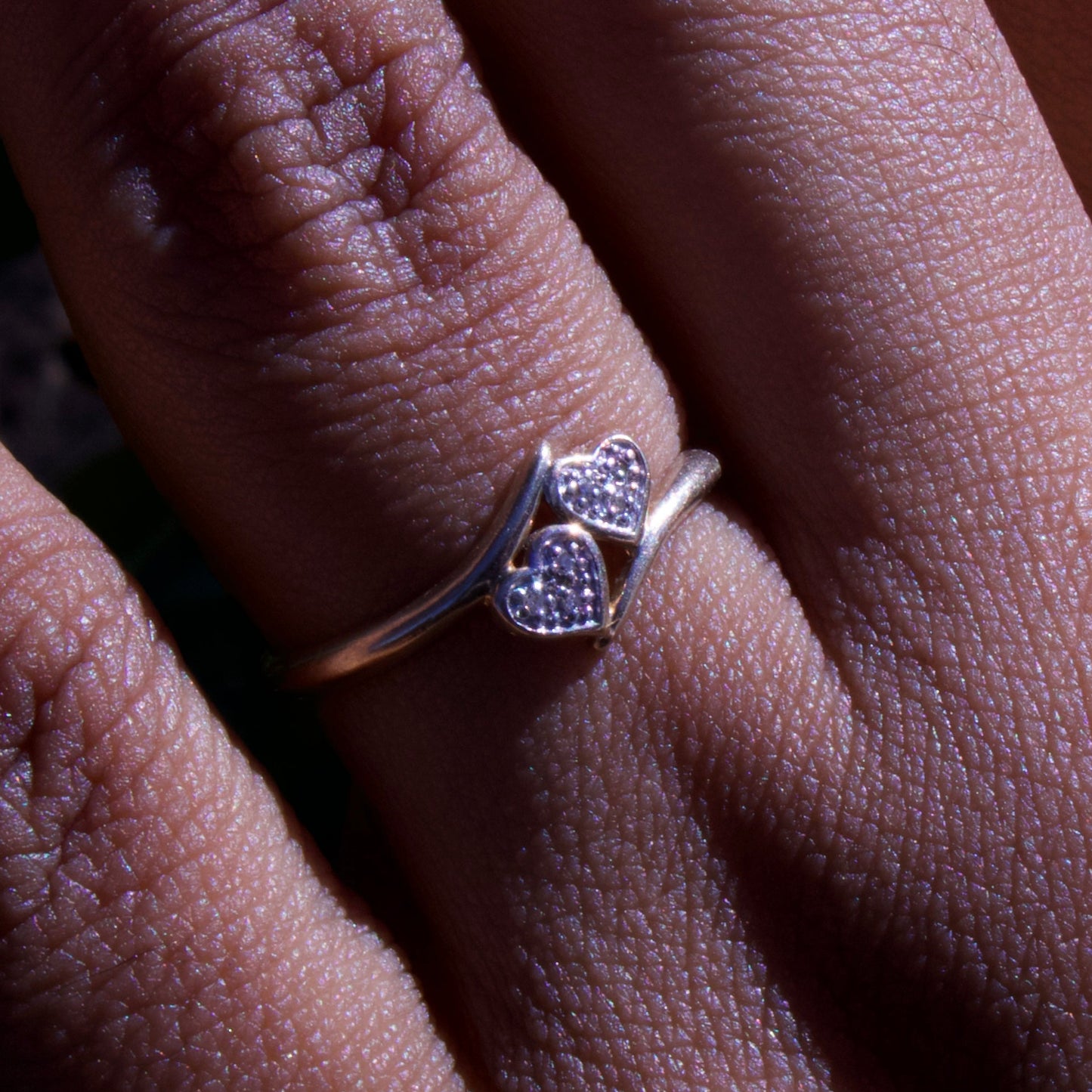 Vintage Double Heart Ring in 9 Carat Solid Gold