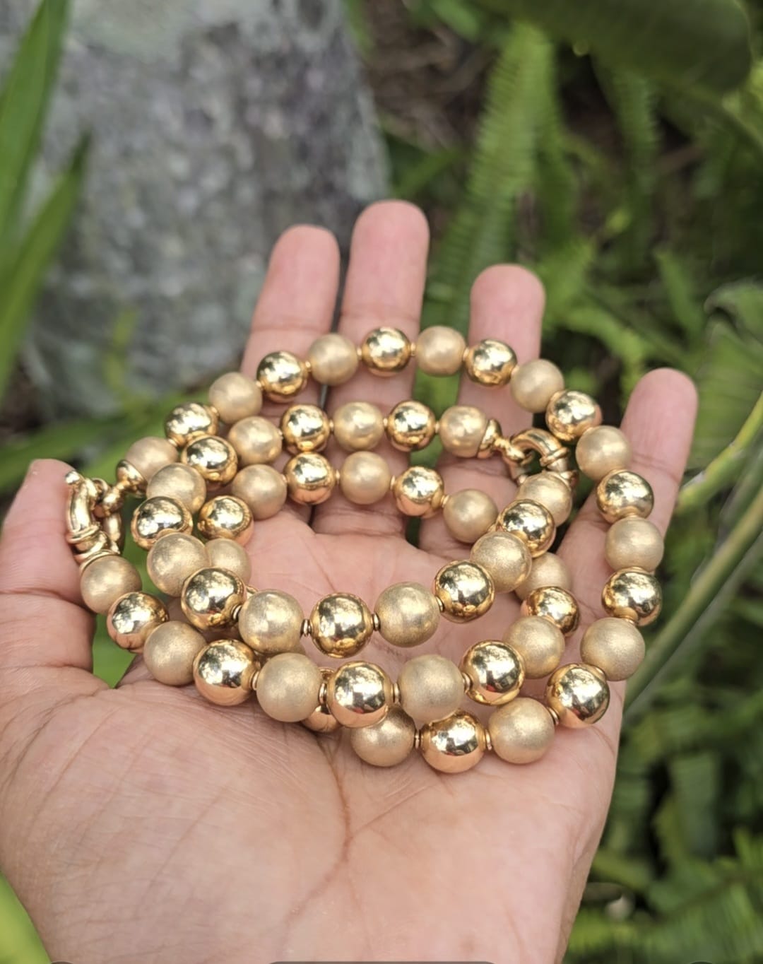 9 Carat Gold Beaded Bolt Ring Necklace