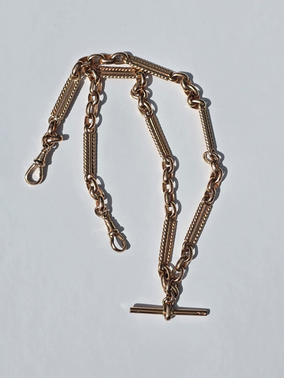 Antique Rose Gold Albert Fob Chain in 9 Carat Solid Gold