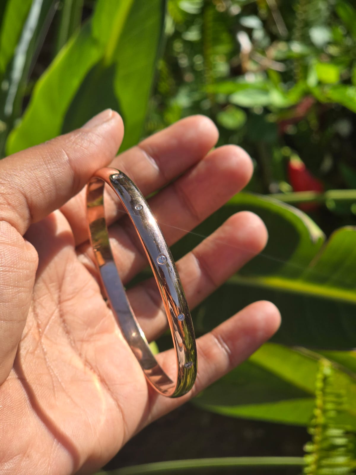 Diamond Rose Gold Bangle in 14k Gold