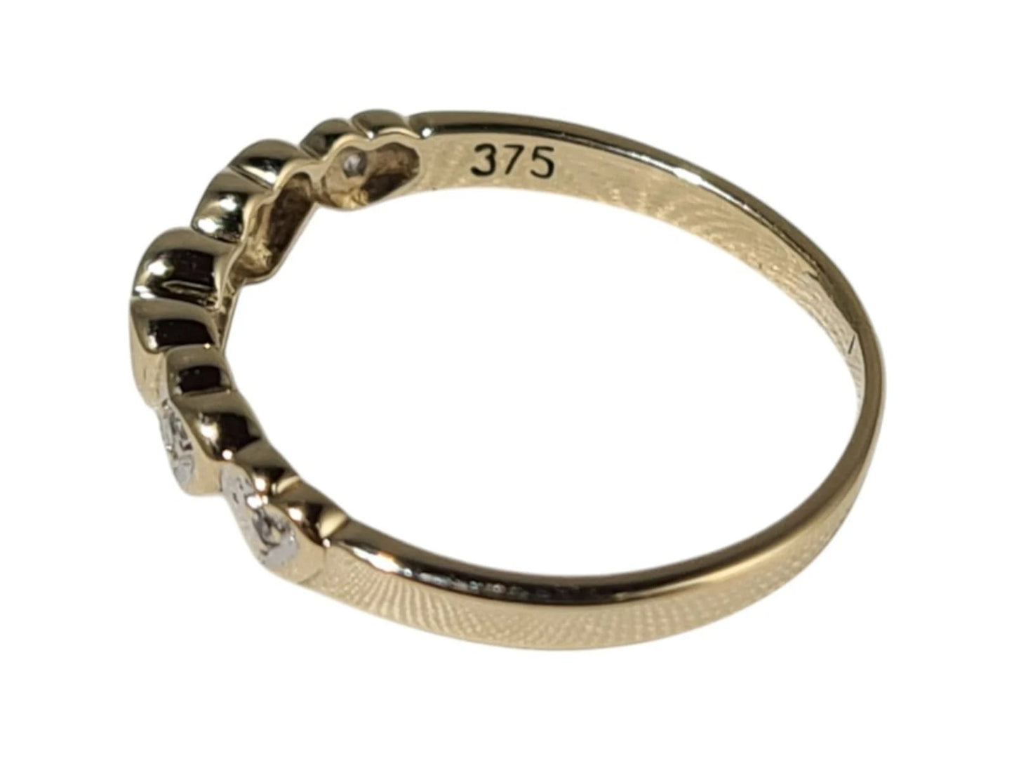 Sapphire and Diamond Hearts Ring in 9k Solid Gold