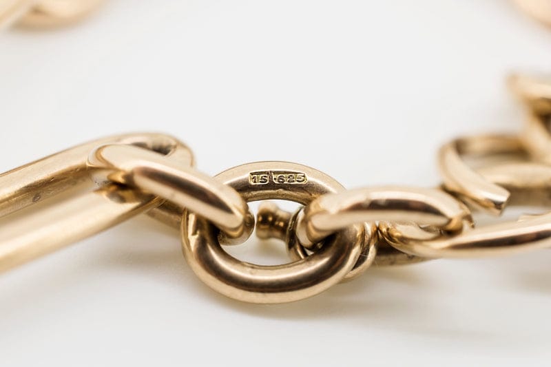 Antique Victorian Trombone Link Albert Fob Chain in 15 Carat Solid Rose Gold