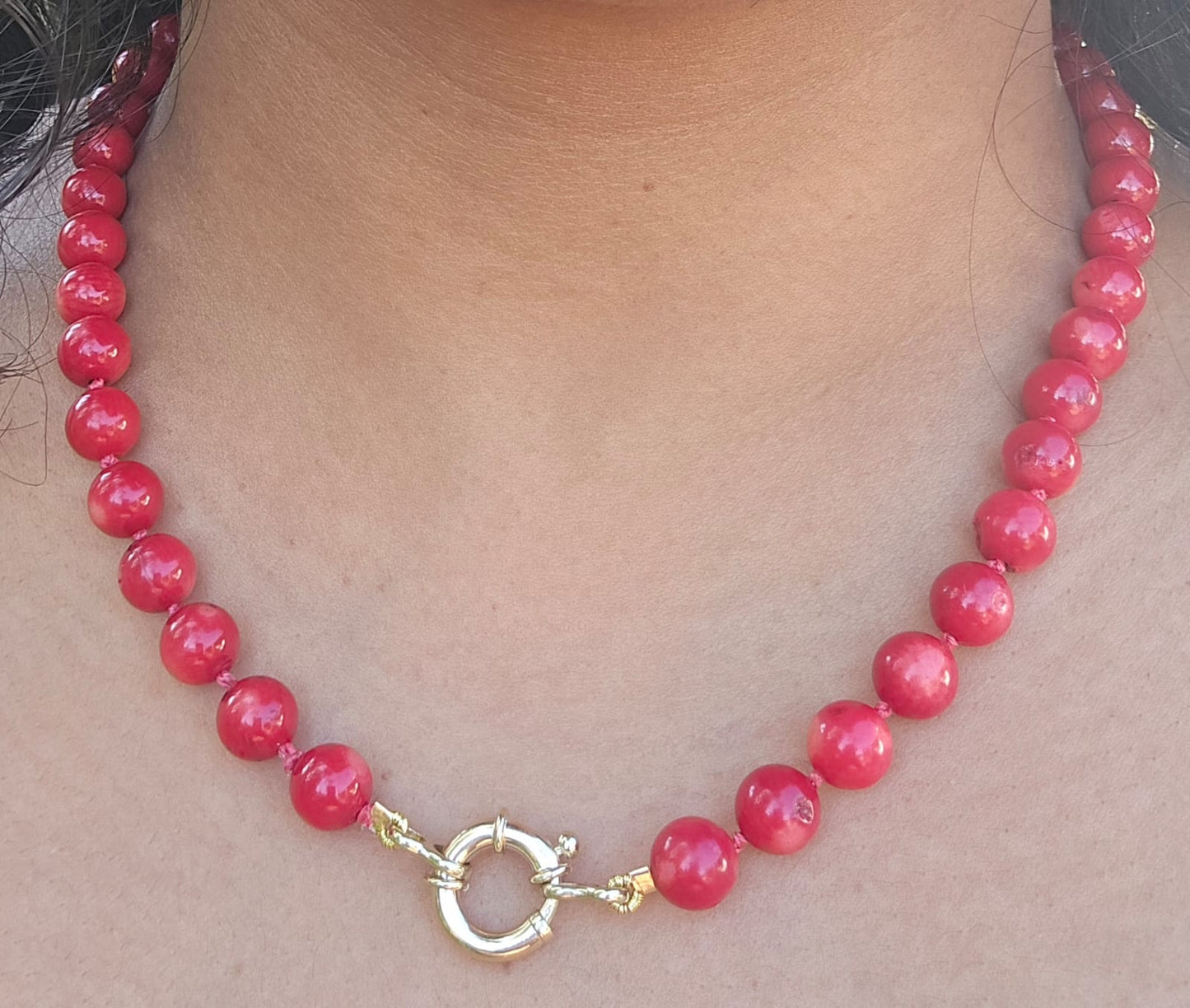Coral Beads Necklace with 9k Solid Gold