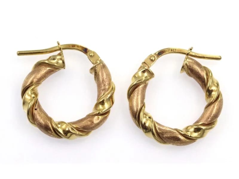 Vintage Twisted Hoop Earrings in 9 Carat Solid Gold