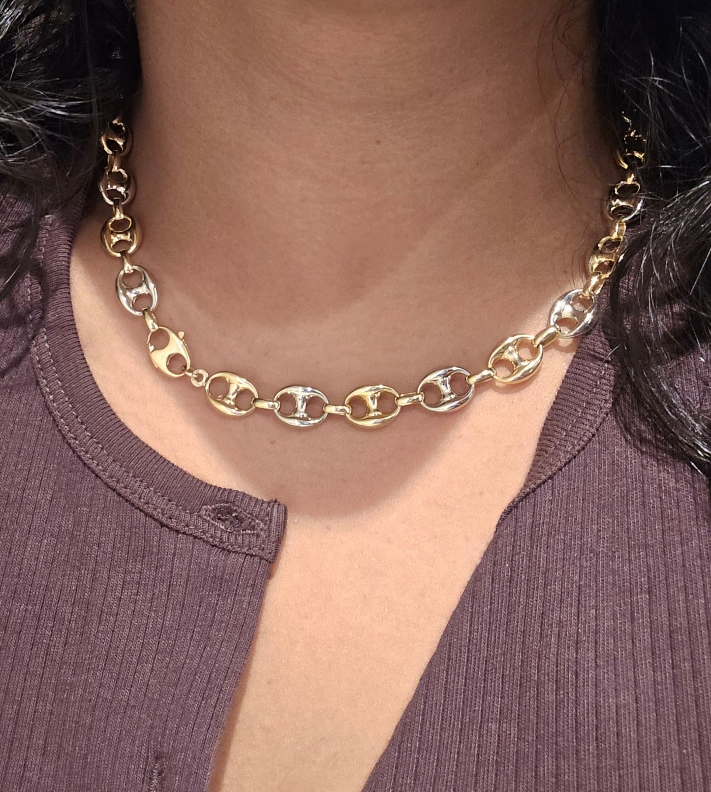 18ct Gold Unoaerre Italian Puffy Mariner Link Chain