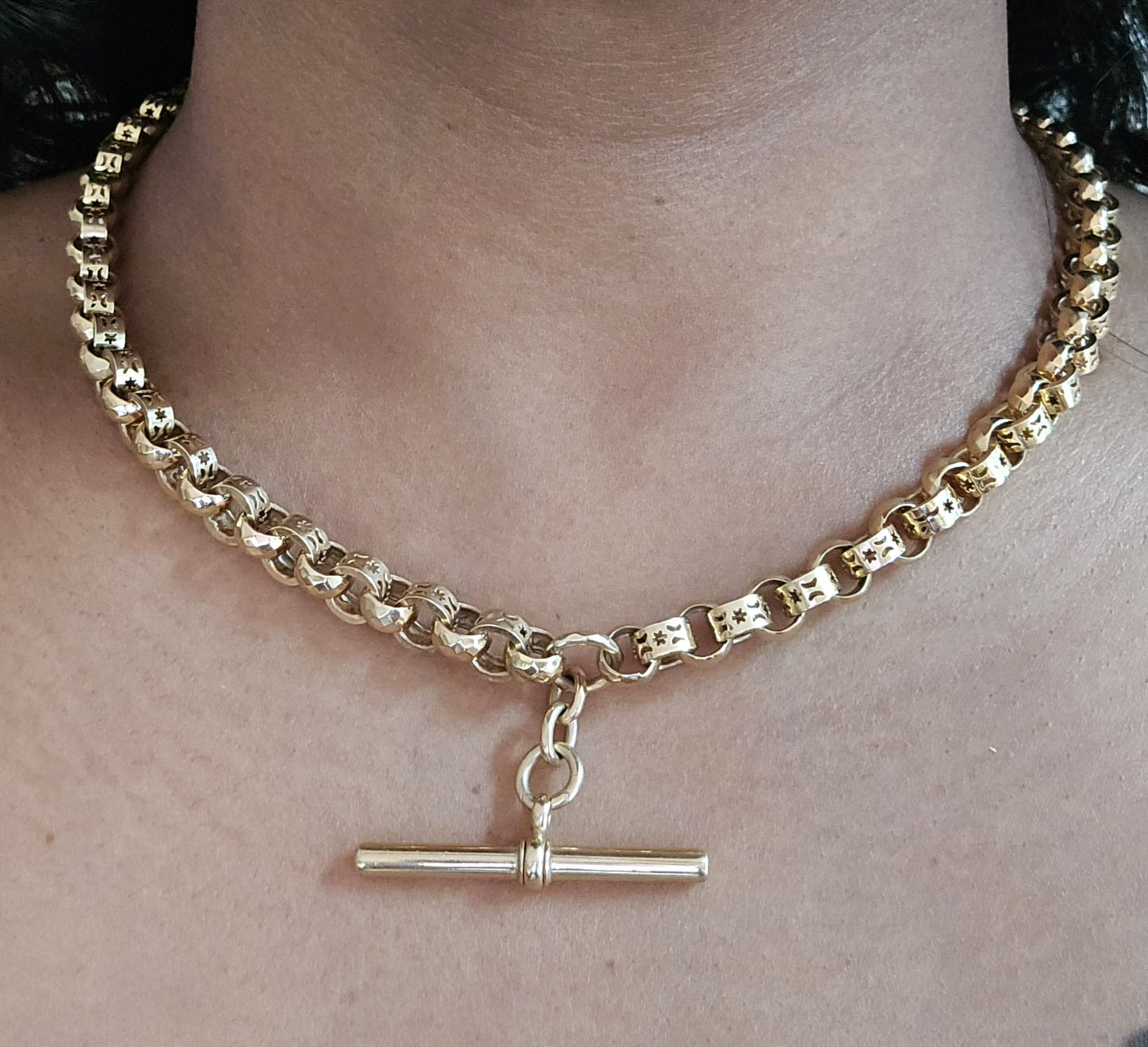 Antique 9ct Solid Gold Celestial Rollo Albert Fob Chain