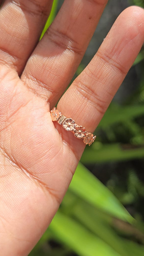 Rose Gold Floral Pattern Ring in 9 Carat Gold