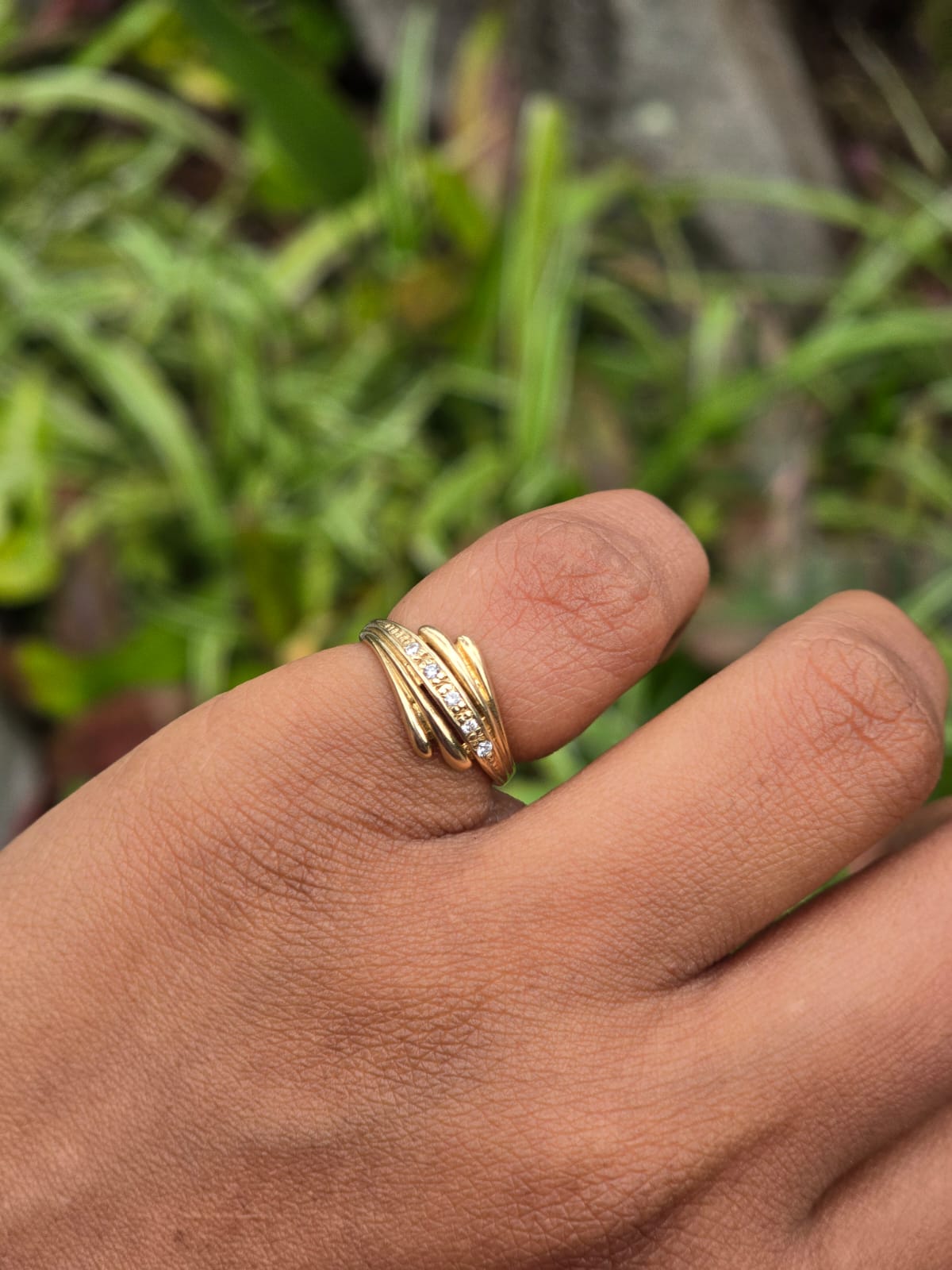 Vintage 9ct Gold Diamond Pinky Ring