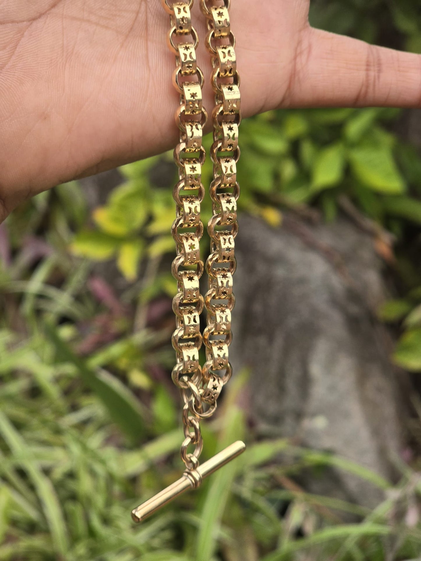 Antique 9ct Solid Gold Celestial Rollo Albert Fob Chain
