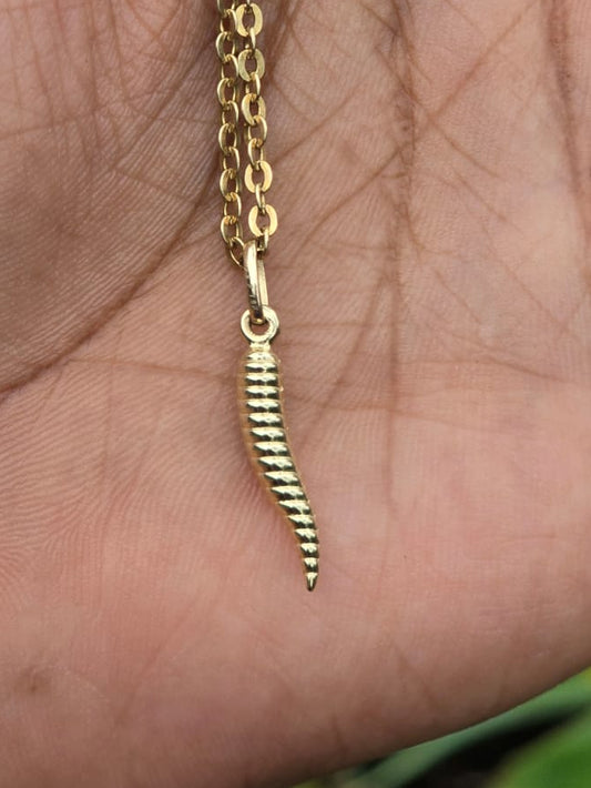 Ribbed Cornicello Pendant in 10ct Gold