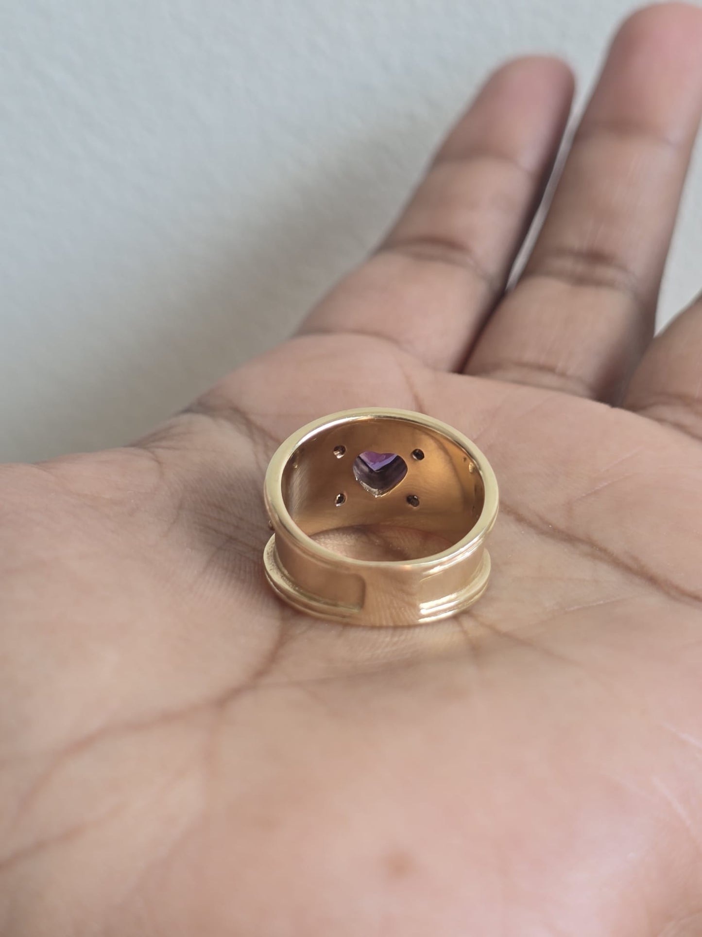 14ct Gold Vintage Amethyst and Diamond Cherub Ring