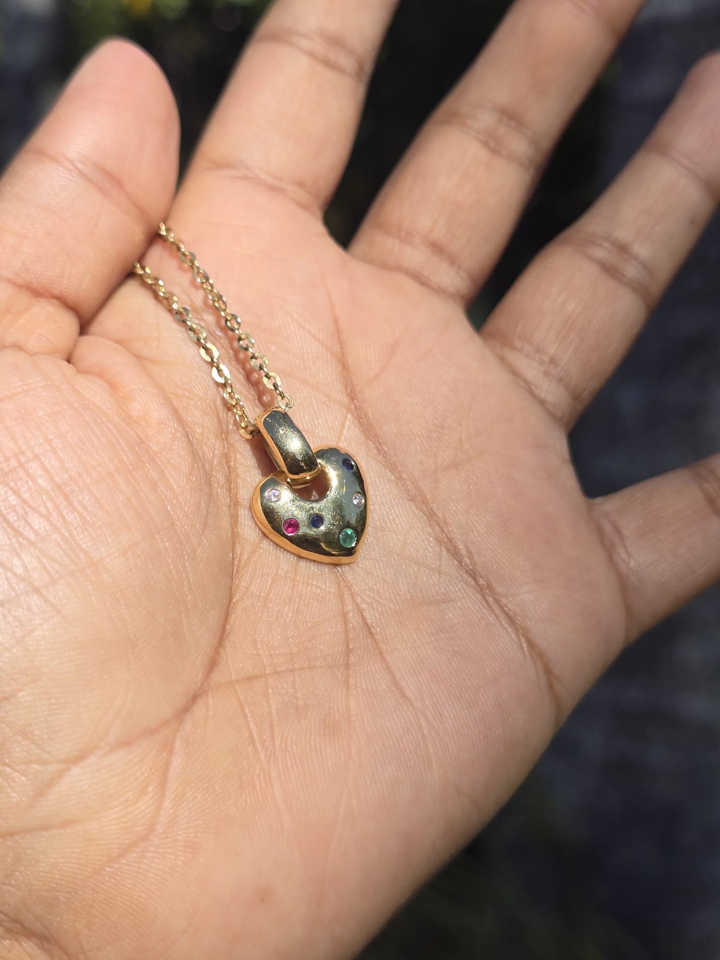 Vintage Diamond and Gemstone Heart Pendant in 18ct Solid Gold