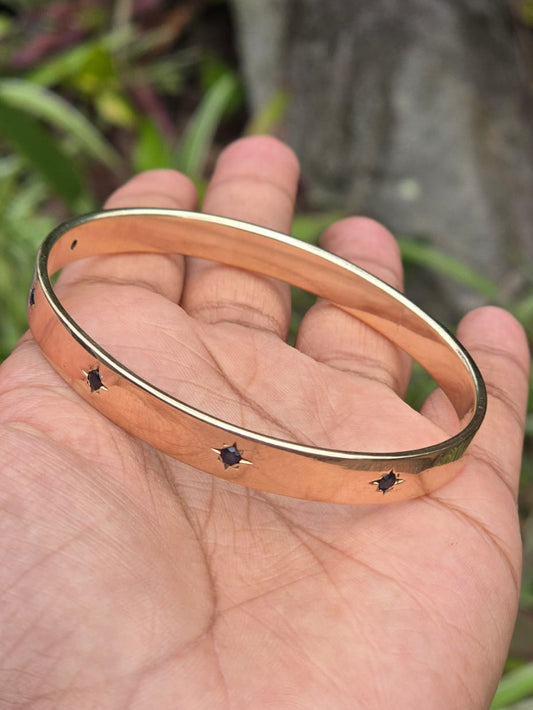Vintage 9ct Gold Star-Set Sapphire Bangle