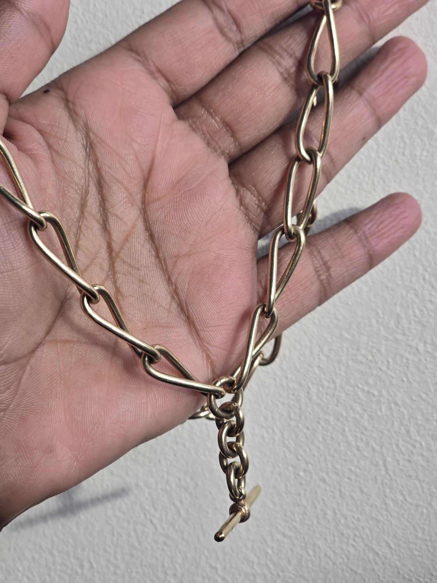 Antique 9ct Gold Oval Link Albert Fob Chain