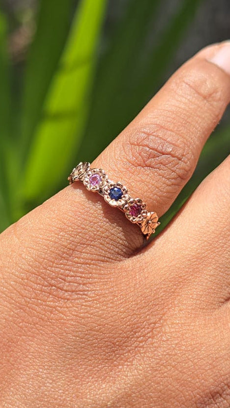 Rose Gold Floral Pattern Ring in 9 Carat Gold