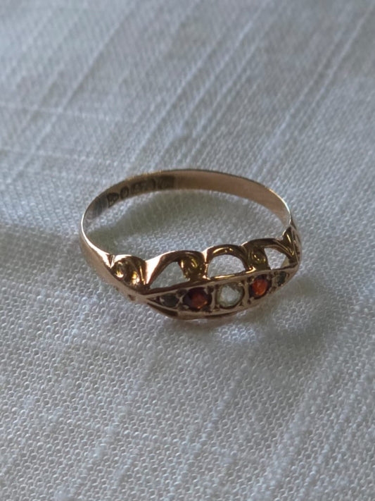 Antique Ruby and Diamond Ring in 9 Carat Solid Gold