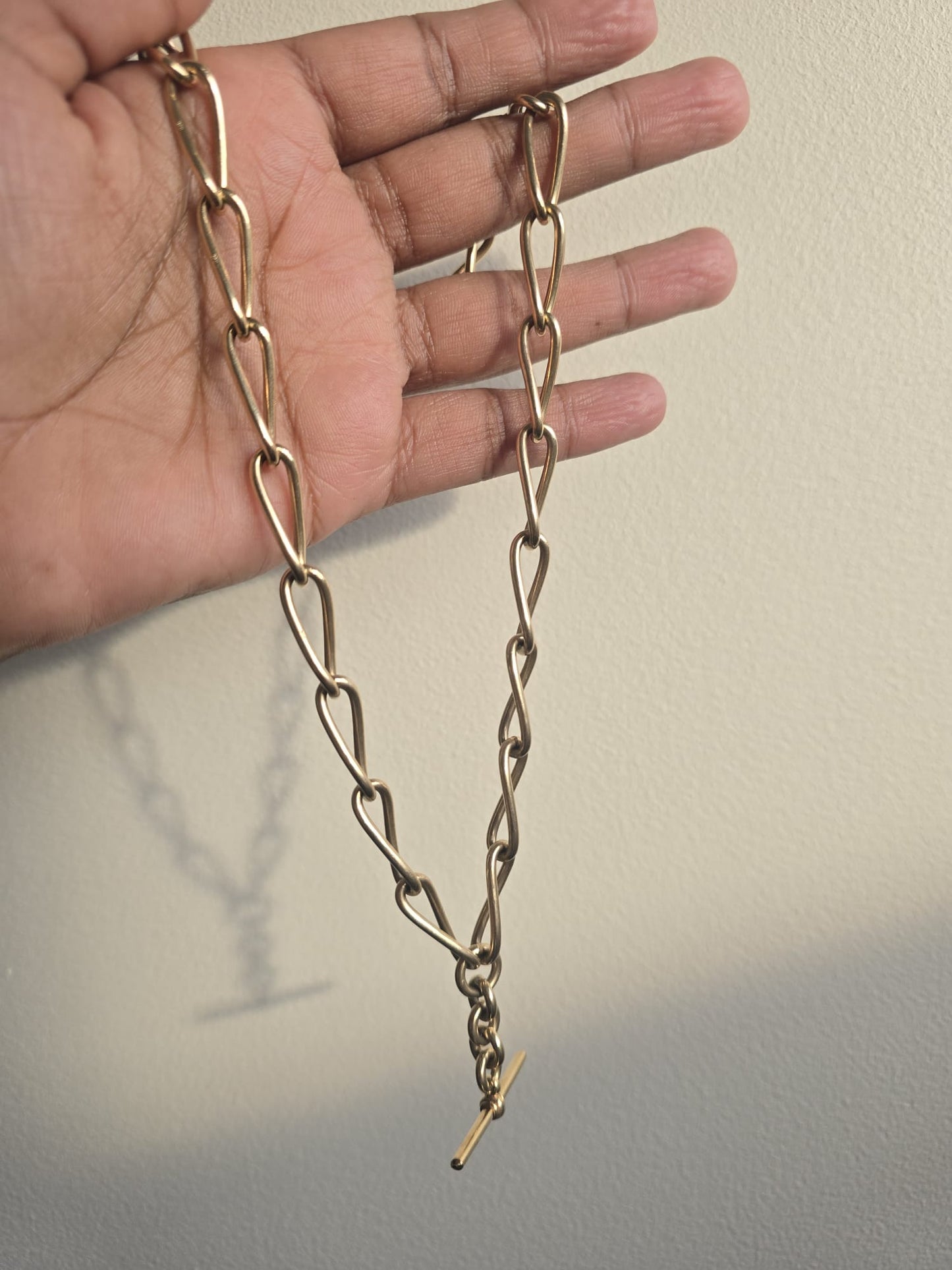 Antique 9ct Gold Oval Link Albert Fob Chain