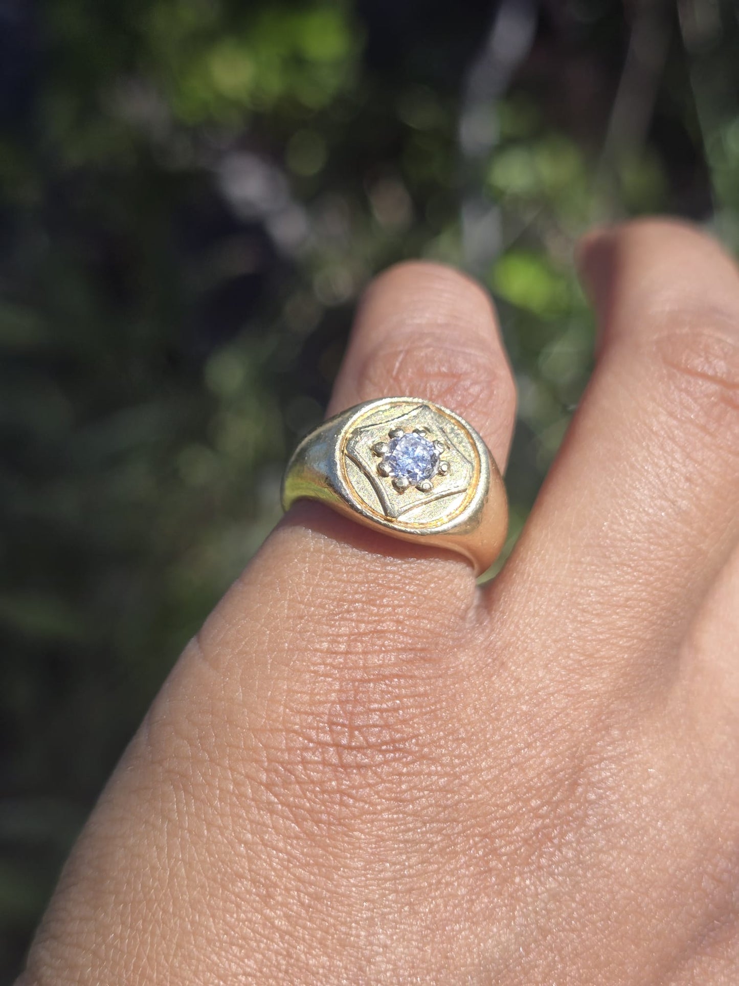 Vintage Chunky Diamond Signet Ring in 18 Carat Solid Gold