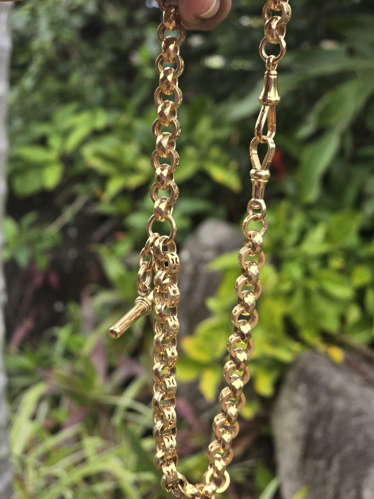 Antique 9ct Solid Gold Celestial Rollo Albert Fob Chain