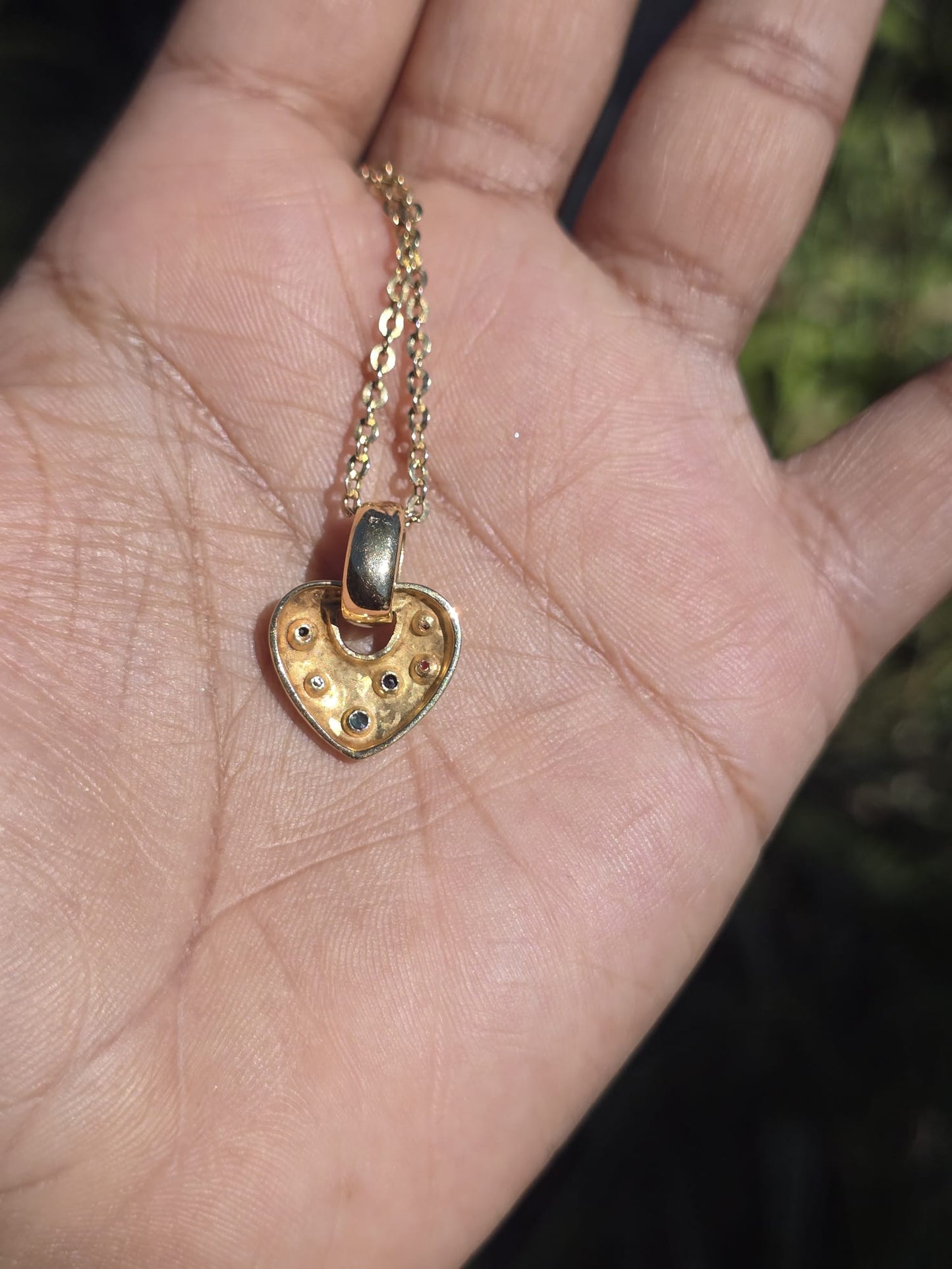 Vintage Diamond and Gemstone Heart Pendant in 18ct Solid Gold