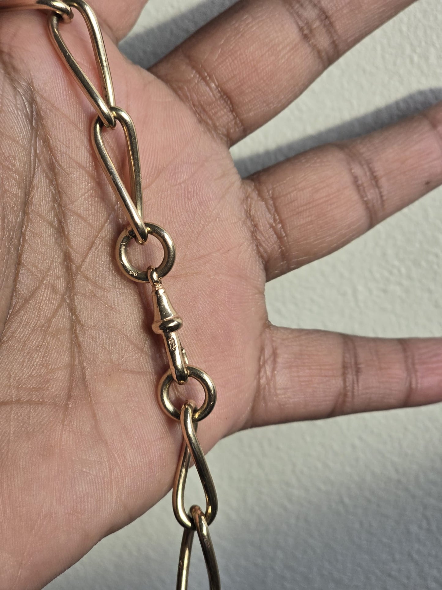 Antique 9ct Gold Oval Link Albert Fob Chain